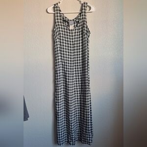Rabbit Designs Vintage Black White Gingham Tie Waist Midi Dress Size 6